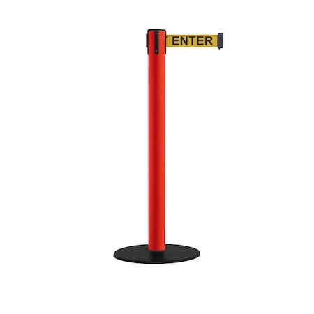 Montour Line Retractable Belt Stanchion, Low Base, 3 Red Post 16' Cau.Belt S660-RD-CAUYB-160
